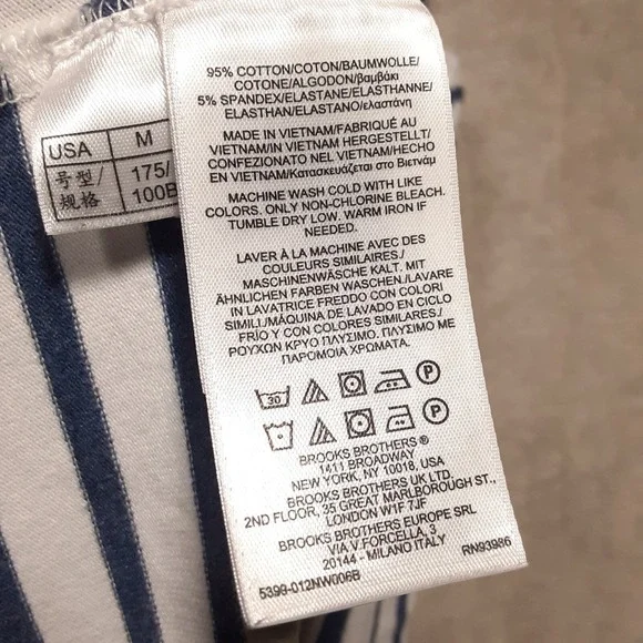 Brooks Brothers Mens Pique Striped Polo Sz.M/Original Fit/White-Blue/Stretch - Picture 5 of 10